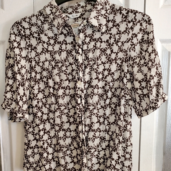 Talbots Tops - Brown And White Blouse S Lg